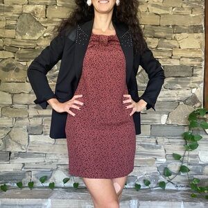 SOLD SANDRO PARIS brown black floral, straight cut dress. Small